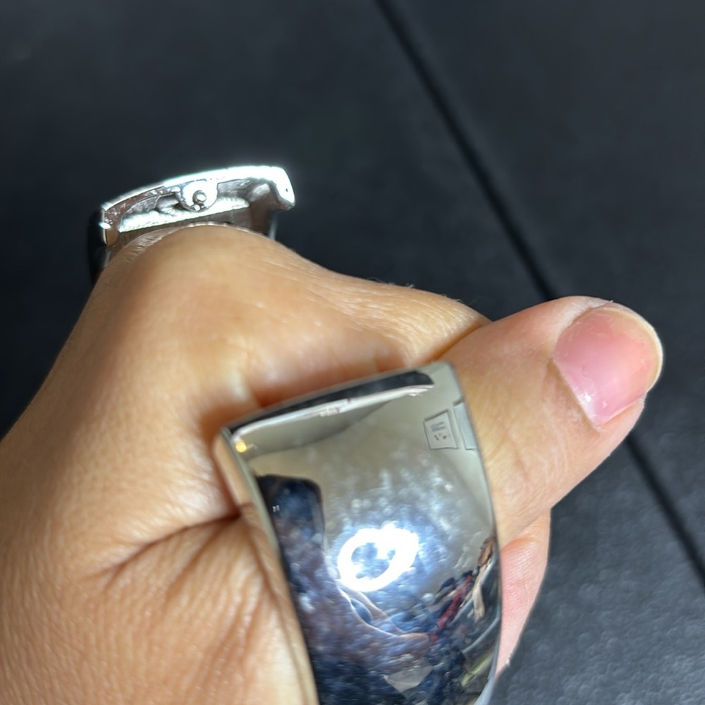 Silver Tone Clear Pattern Chunky Statement Clampe… - image 7